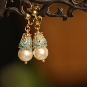 Enamel pearl earrings