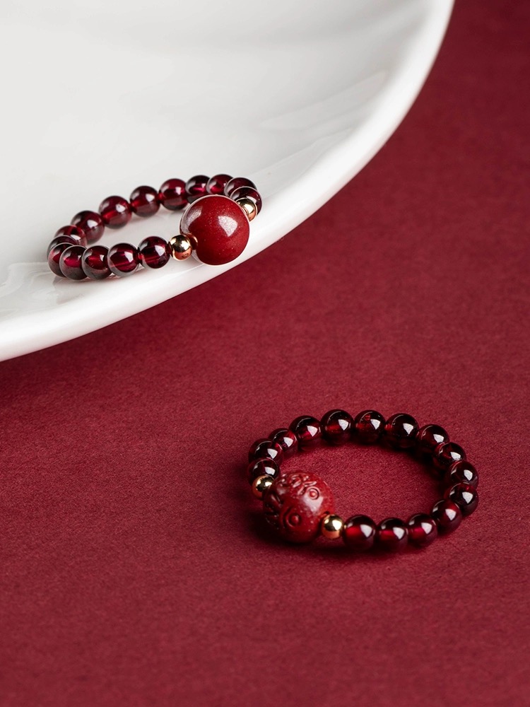Cinnabar garnet ring
