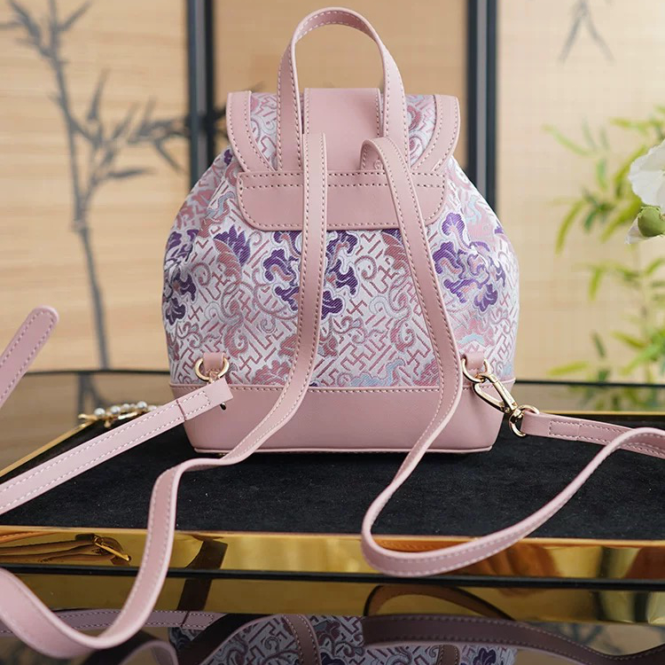 Song Brocade New Chinese Backpack (Pink) - Image 2