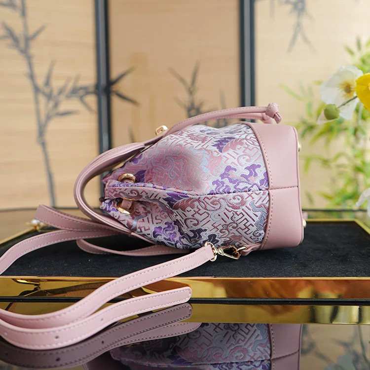 Song Brocade New Chinese Backpack (Pink) - Image 3