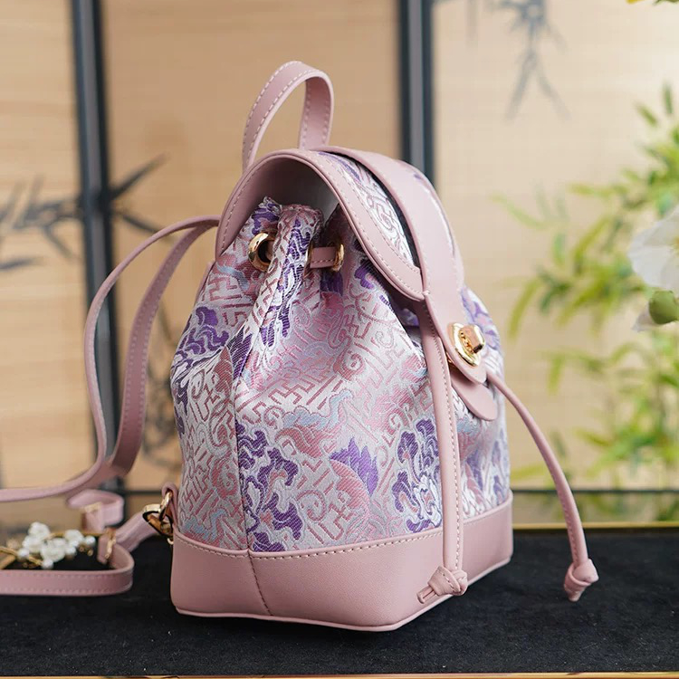 Song Brocade New Chinese Backpack (Pink) - Image 4