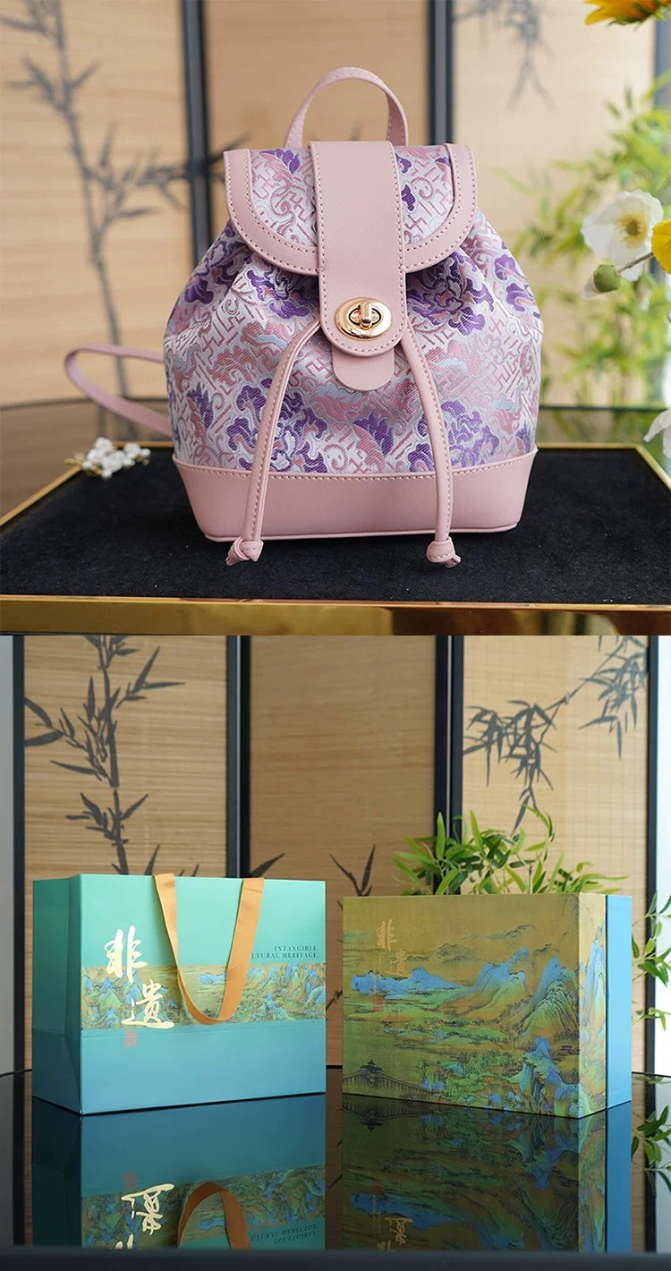 Song Brocade New Chinese Backpack (Pink) - Image 6