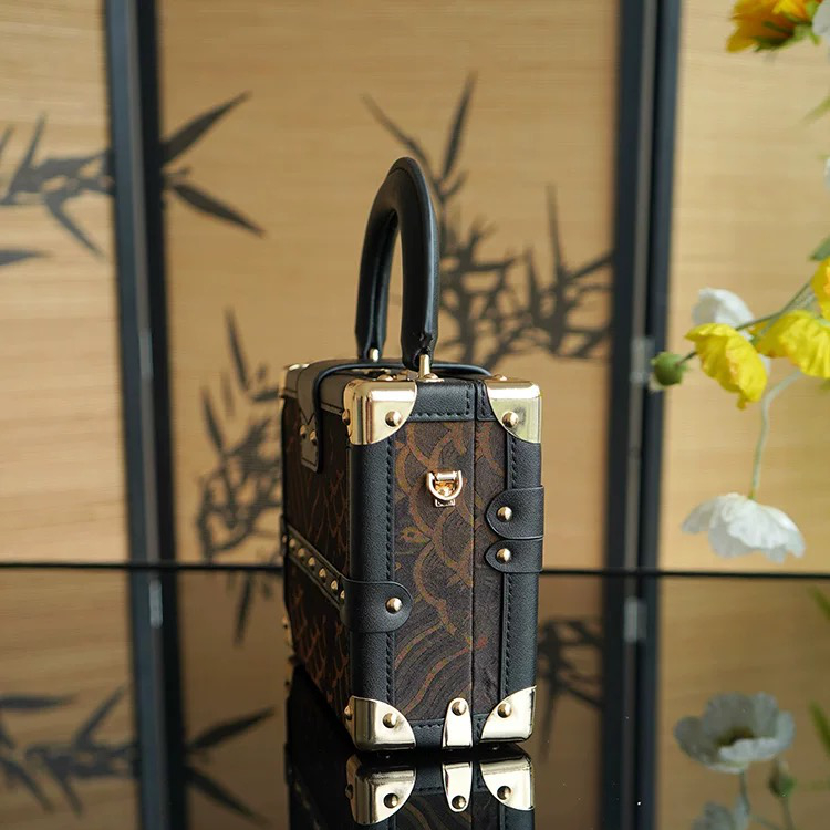 Song Brocade Mini Luxury Handheld Trunk - Black - Image 3