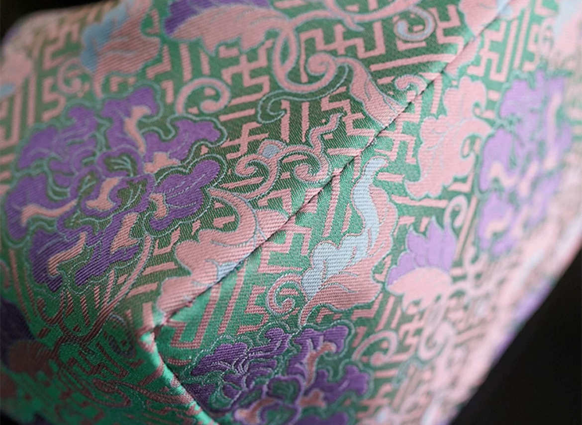 Song Brocade Drawstring Handbag-Longevity & Peony Pattern - Image 5
