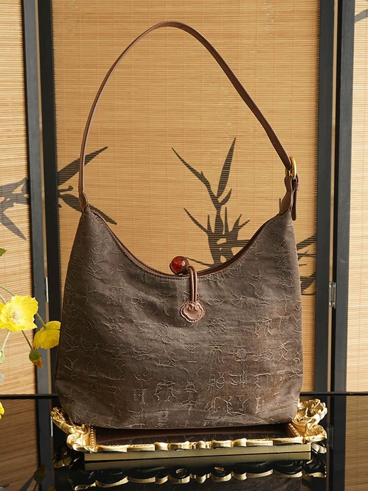 Guangdong Gauze Shoulder Bag with Oracle Bone Script - Image 2