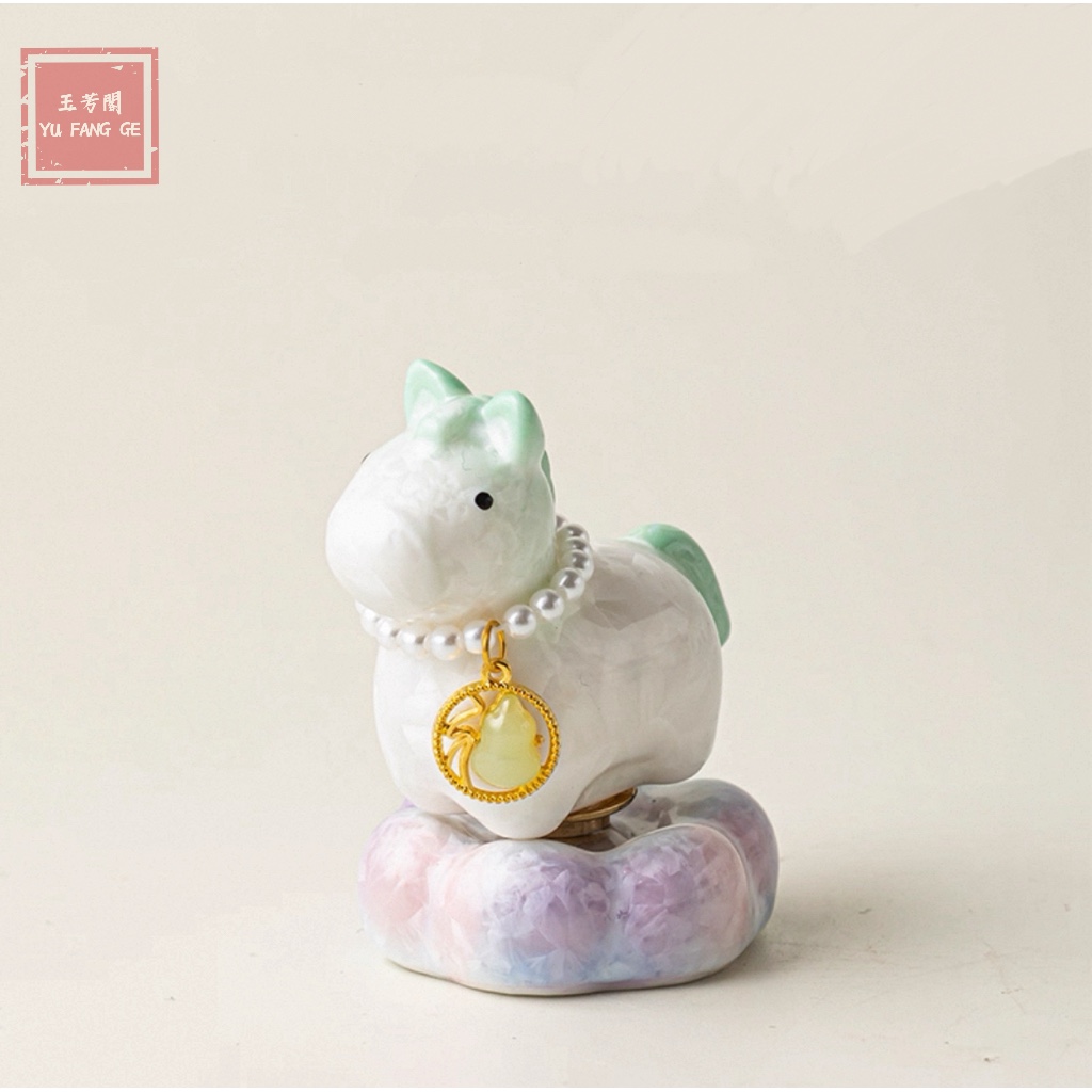 Spinning Crystalline Glaze Horse — Desk Sculpture - Image 4